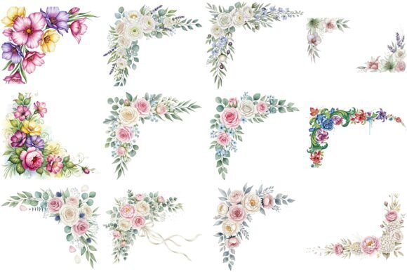 120 Watercolor Floral Corner Borders: A Creative Asset