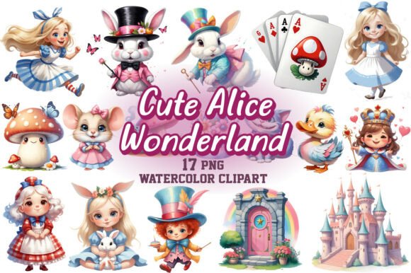Alice in Wonderland Watercolor Clipart