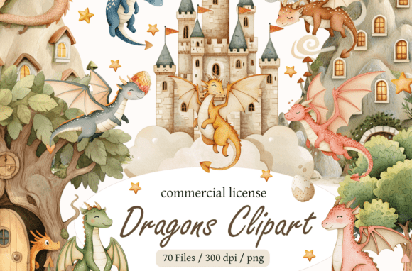 Baby Dragon Clipart Watercolor: A Versatile Design Asset
