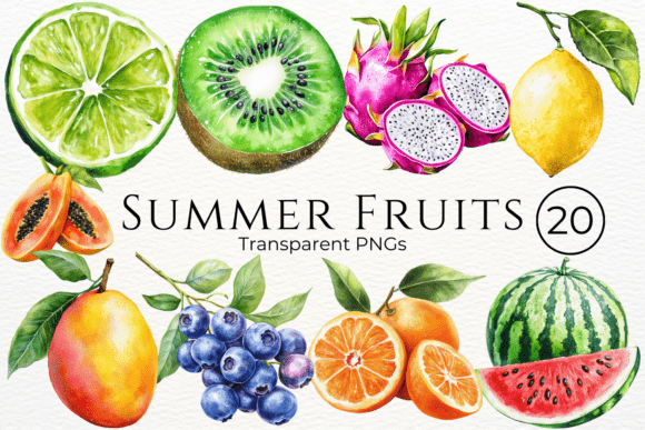 Bring Summer Vibes with Summer Fruits Watercolor Clipart