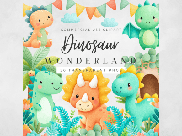 Dinosaur Clipart Watercolor: A Creative Asset for Kids' Projects