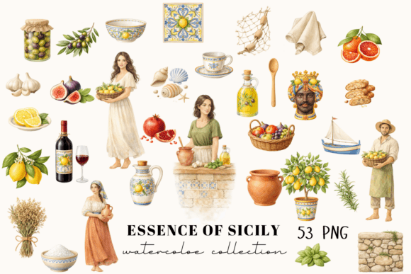 Essence of Sicily – Watercolor Clipart