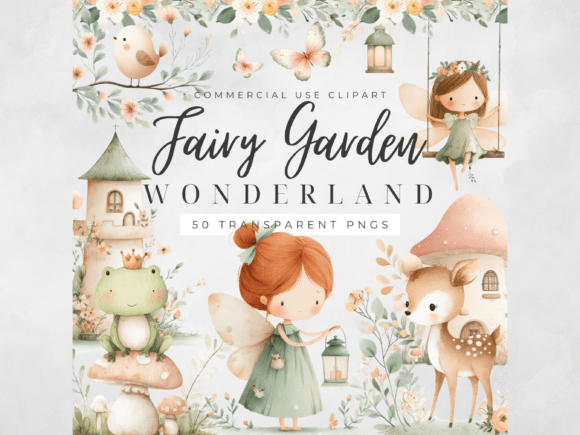 Fairy Garden Watercolor Clipart: A Versatile Design Asset