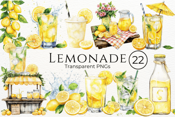 Lemonade Watercolor Clipart for Modern Brands