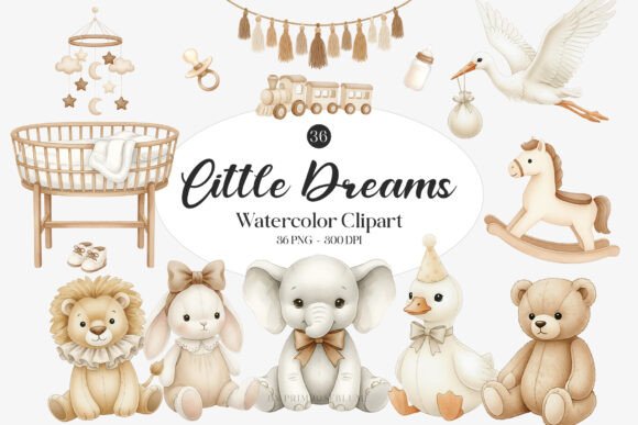 Little Dreams Watercolor Clipart