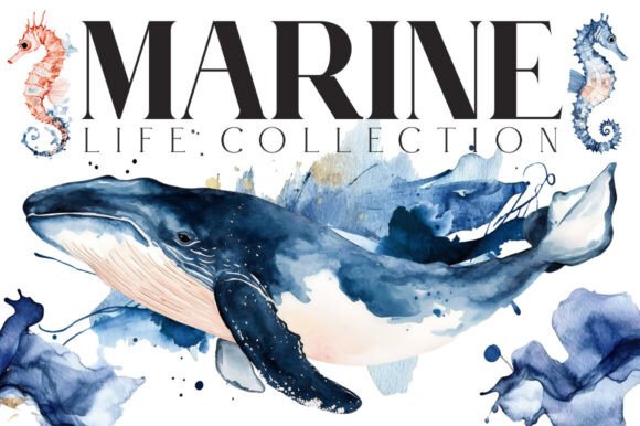 Marine Life Watercolor: A Display Font with Ocean Soul