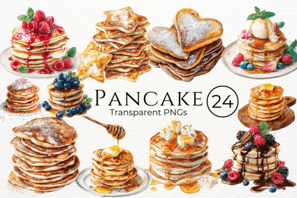 Pancake Watercolor Clipart: Hand-Painted Charm for Modern Branding