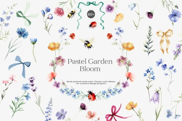 Pastel Garden Watercolor Flowers: A Delicate Display Font