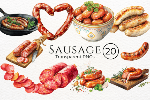 Sausage Watercolor Clipart: A Versatile Design Asset for Creative Projects