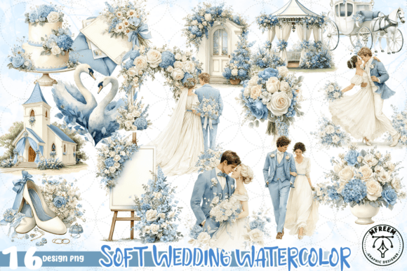 Soft Wedding Watercolor PNG for Elegant Designs