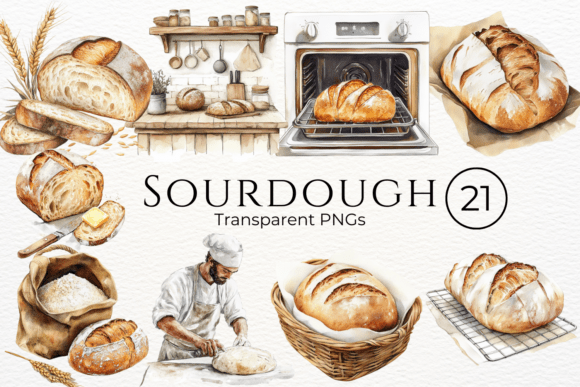 Sourdough Watercolor Cliparts for Artisan Branding