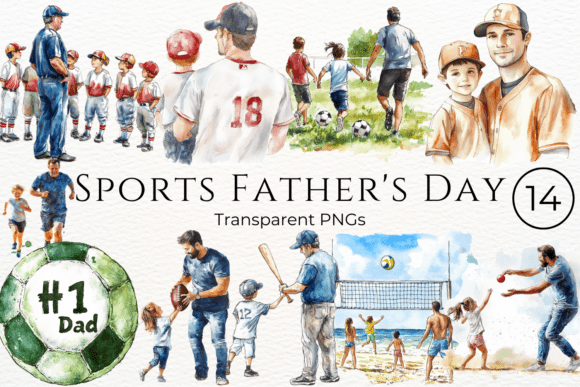 Sports Fathers Day Watercolor Clipart