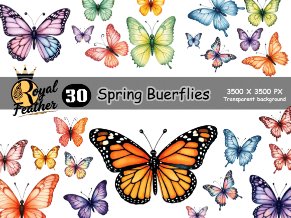 Spring Butterflies Watercolor Clipart for Branding and Design Projects