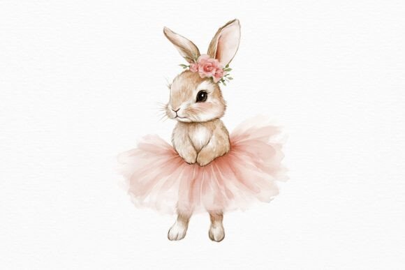 Watercolor Bunny in Tutu PNG: A Whimsical Design Asset