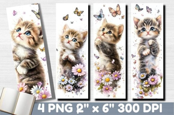 Watercolor Cute Floral Cat Bookmark: A Playful Typeface for Whimsical Branding