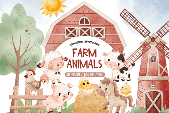 Watercolor Farmhouse Clipart for Creative Projects