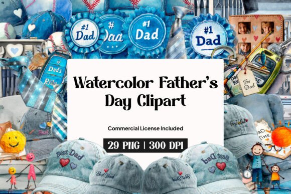 Watercolor Father’s Day Clipart