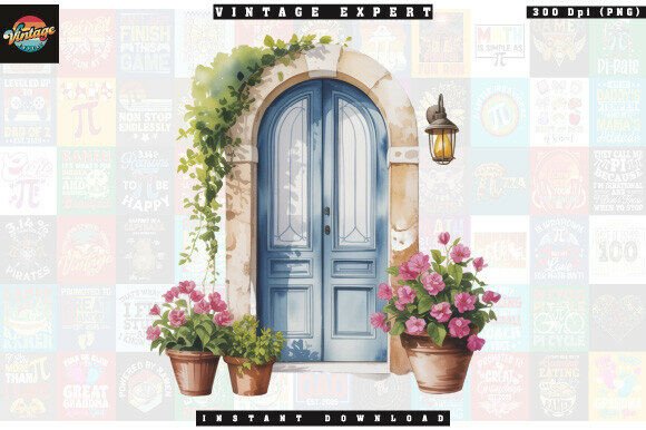 Watercolor Floral Arch Door Clipart for Designers
