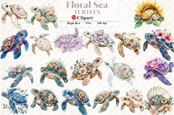 Watercolor Floral Sea Turtles: A Display Font with Ocean-Inspired Charm
