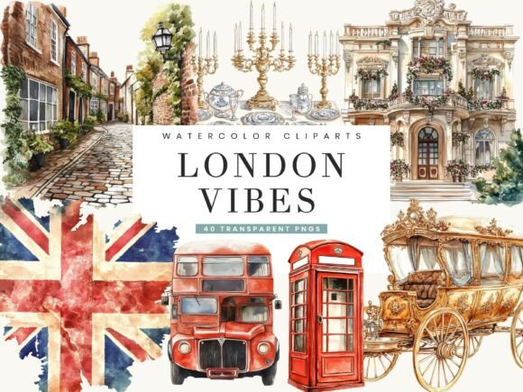 Watercolor London Vibes Clipart