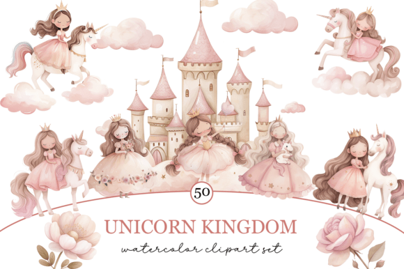 Watercolor Pink Princess and Unicorn: A Whimsical Typeface for Modern Branding