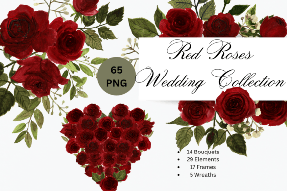 Watercolor Red Roses Wedding Collection