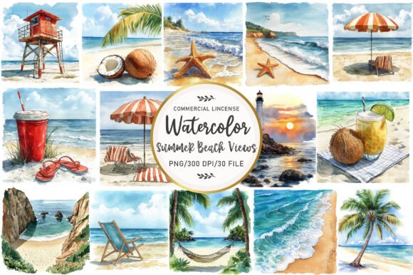 Watercolor Summer Beach Views: A Designers Guide