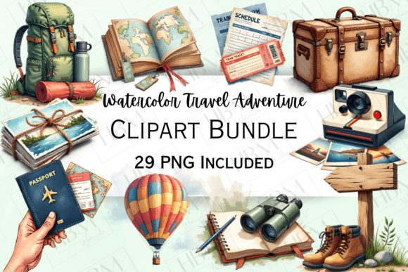 Watercolor Travel Clipart