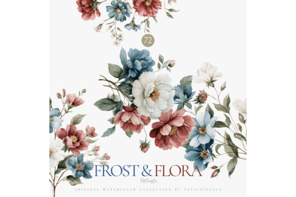 Watercolor Winter Floral Clipart Bundle