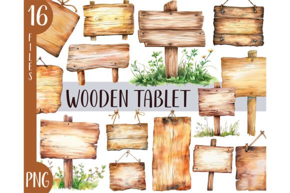 Watercolor Wood Sign Clipart PNG